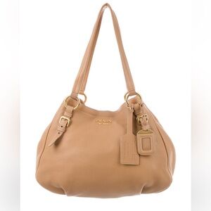 Prada Cervo Leather Shoulder Bag Tan | Soft Supple Leather | Authentic